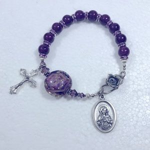ROSARY BRACELET ARTISAN LAMPWORK GEMSTONE